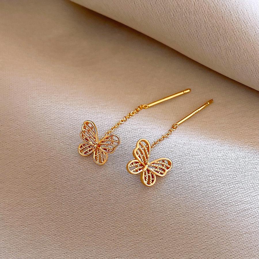 New Chinese minimalist butterfly hollow fringed earrings, earrings, fashion personalized versatile earrings wholesale