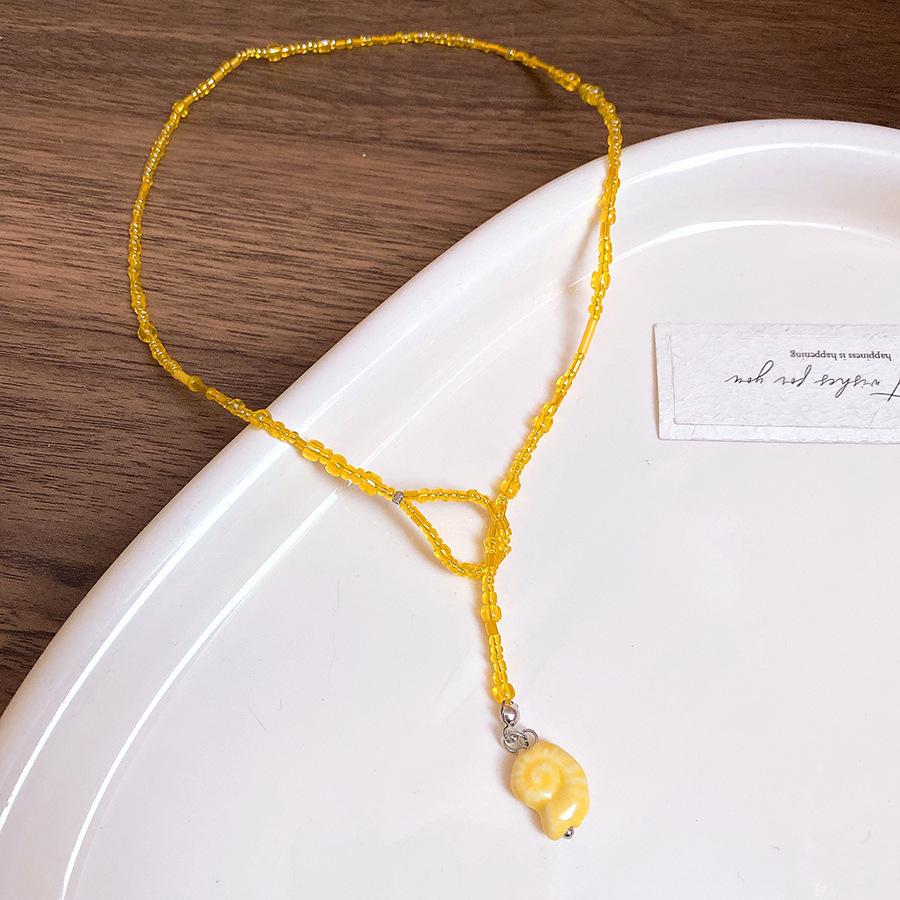 Oceanic Shell Starfish Conch Pendant Necklaces for Women Adjustable Rope Collarbone Chains Necklace Seaside Holiday Jewelry V