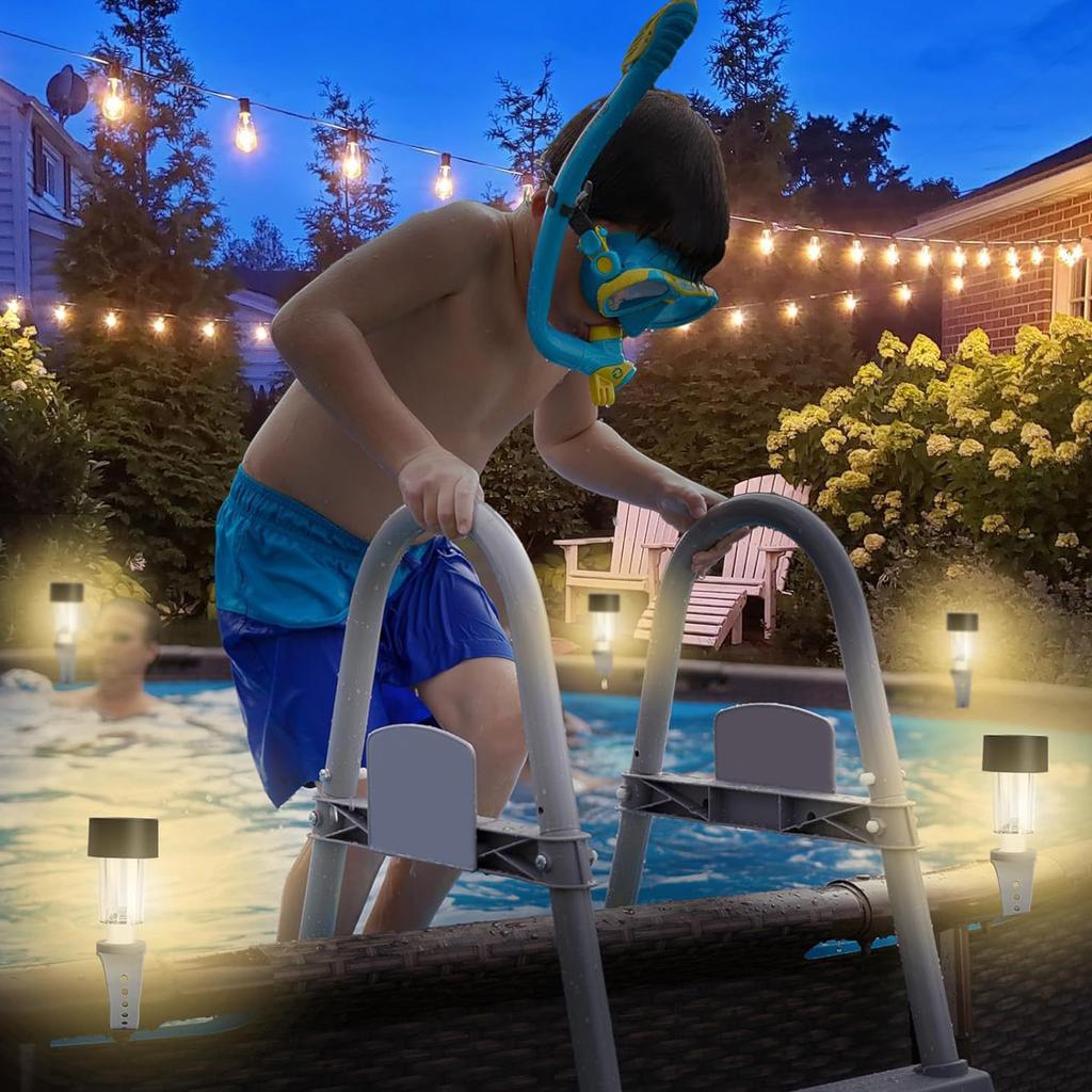 6Pcs Solar Powered Above Ground Pool Lights Waterproof Lamps for Outdoor Swimming Pools Energy Efficient Lighting