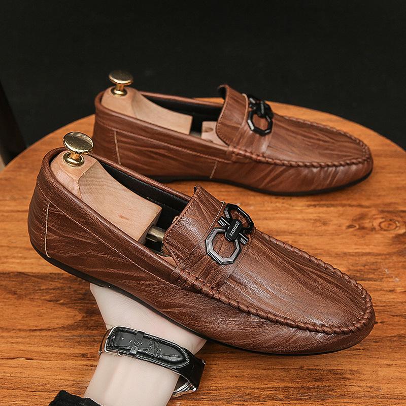 Doudou Shoes Men's New Summer Breathable Trend Leather Shoes Versatile Casual Versatile Lazy Men's Shoes