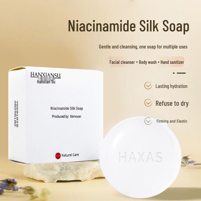 Niacinamide Silk Soap: Nourishing, Mite-Removing, Exfoliating Facial Cleanser for Gentle Face Washing