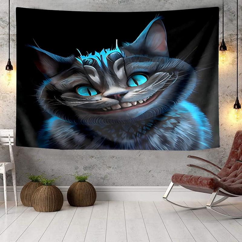 Che-shire Cat Smile Tapestry, Unique Design Tapestry, Wall Decor for Bedroom,Livingroom, Playroom,Heartwarming Fan Holiday Gifts