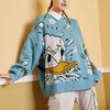 Li Ning X Disney Collaboration Sports Lifestyle Series Cartoon Pattern Loose Pullover Sweater Unisex Sweater Blue AMBR018-1