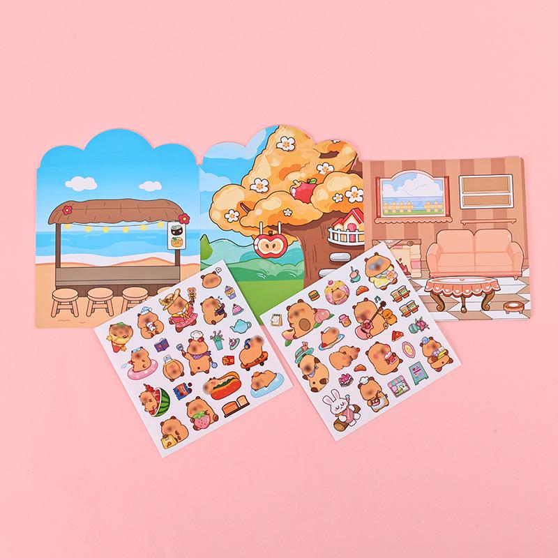 Capybara Gelee Sticker Ruhiges Buch: DIY Kreatives Früherziehungs-Puzzle für Kinder