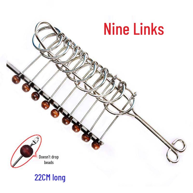Nine-Ring Metal Puzzle - Eight-Piece Disentanglement Brain Teaser Set
