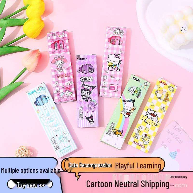Sanrio Kuromi Quick-Dry Click Pen: Simple, Cute, Neutral Pen for Students. Kuromi