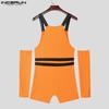INCERUN Men Patchwork Strap Sleeveless Bandage Tanks Jumpsuits Bodysuits Underwear with Oversleeve