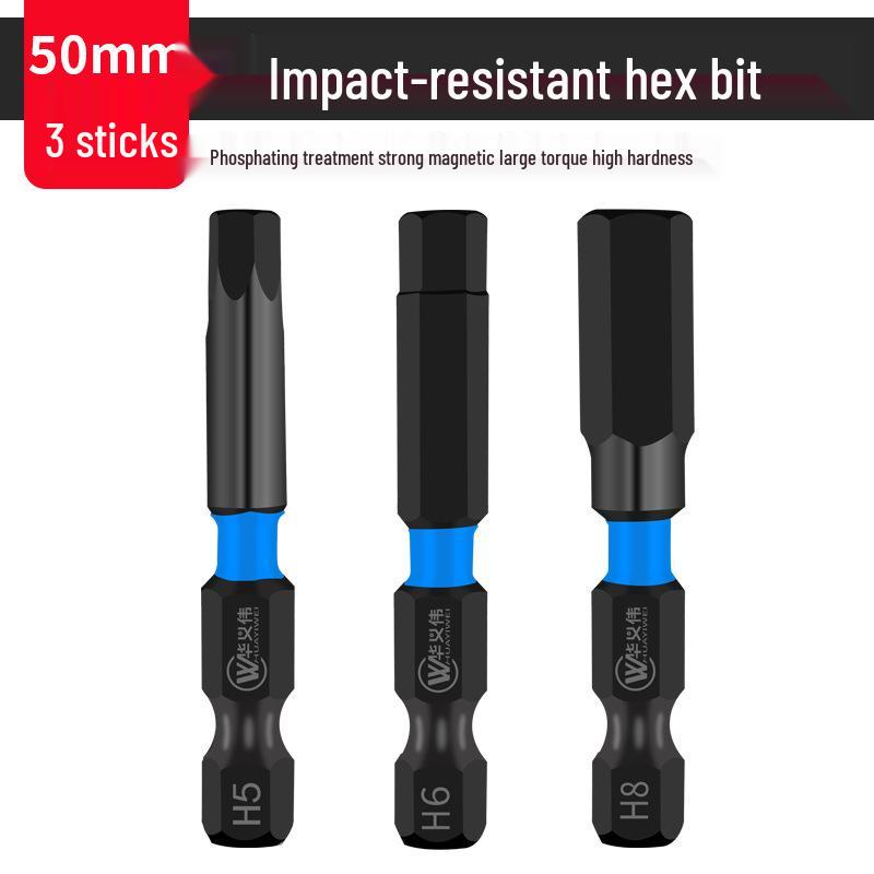 Extended S2 Air Pneumatic Screwdriver Hex Bit Set - Strong Magnetic, Super Hard, Non-slip