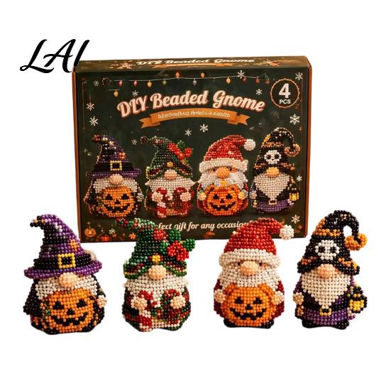 Kit de Gnome Perlé 3D Kit DIY Broderie de Perles Minuscules 4 Pièces Goblin Perlage Pour Décoration de Maison Loisirs Créatifs Art Créatif Mignon Cadeau Fait Main pour Débutants & Craft