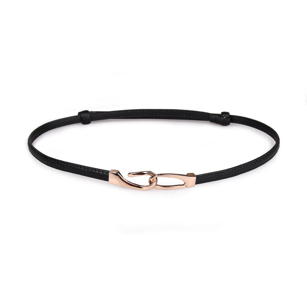 Cinto Ajustável de Couro Sintético para Mulheres com Fivela Circular para Uso Casual e de Escritório