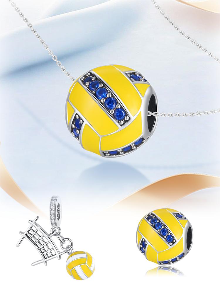 Charms Plata Volleyball Sports Copper Plated For Charms Copper Plated Original Bracelet For Jewelry Making