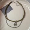 Fashion Sun Star Zircon Necklace For Women Vintage Leather Choker Necklace Double Layered Star Pendant Jewelry Adjustable Chain