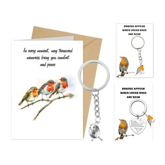 Keychain Pendant Heart Bird Charm Stainless Steel Key Chain with Heartwarming Engraving Comfort Token Keyring Backpacks Wallets