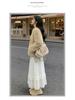 Women's White Lace High-Waist A-Line Long Skirt - Fluffy, Plush, Perfect for Spring & Autumn