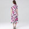 Casual Shirt Dress Women's Lapel Rose Printed Single Breasted Lace Up Belt Short Sleeve Midi Long Summer Dress
