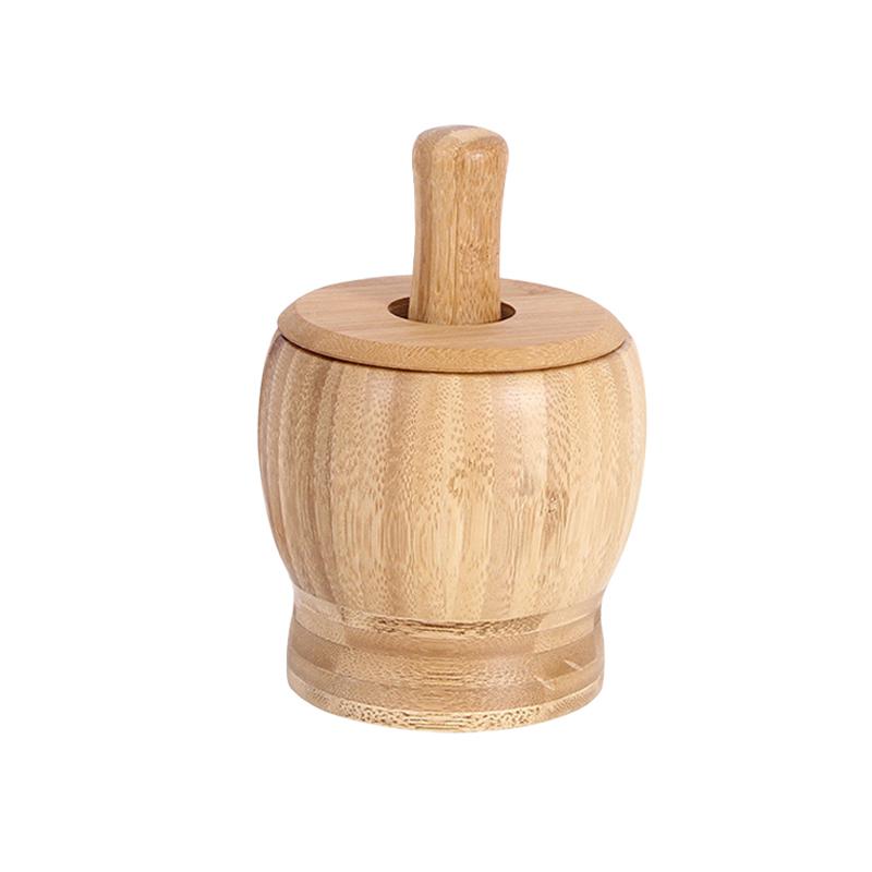 Bamboo Mortar and Pestle Set, Garlic Grinder, Herb Spice Masher, Seasoning Crusher, Kitchen Tool for Mash Spices Pepper