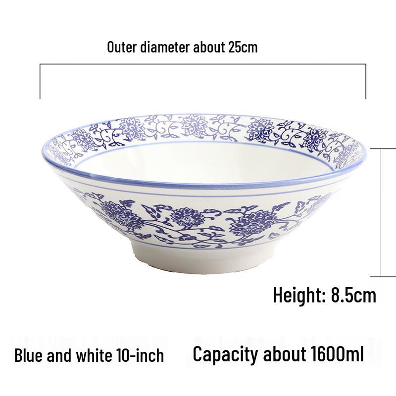 Zhebu Blue & White Ceramic Ramen Noodle Bowl