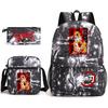 Demon Slayer Anime Print School Backpack Set 3Pcs Include Backpack Shoulder Bag Pencil Case for Boys Girls Students