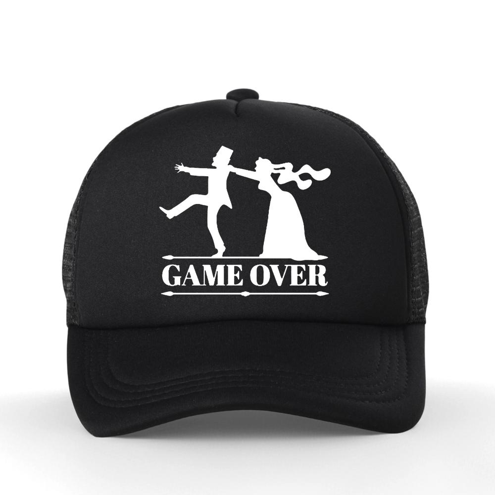 Game Over Bride Groom Bachelor Party Baseball Cap Casual Funny Men Summer Breathable Mesh Trucker Dad Hat Casquette