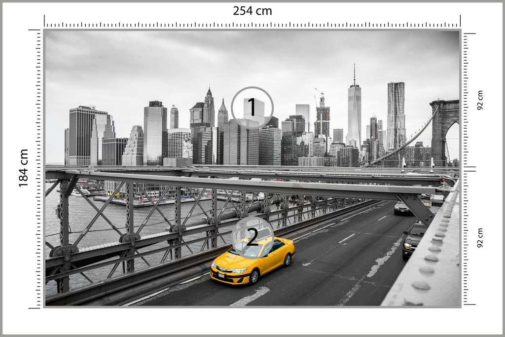 Photomural Taxi Crossing Brooklyn Bridge Self-Adhesive Mural 254x184