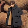 2025 Herren Winter Mittellange Daunenjacke mit Kaninchenfellfutter