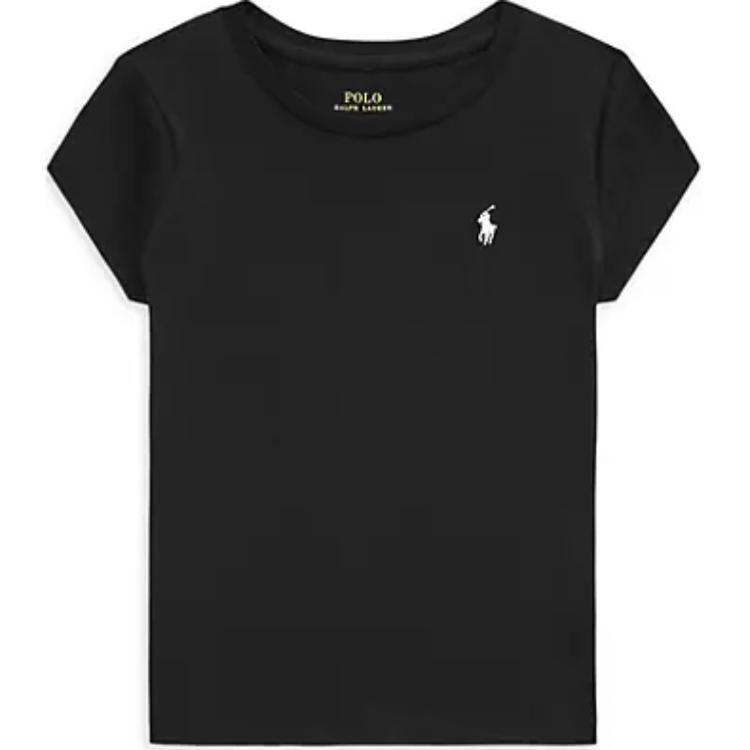 Polo Ralph Lauren T-Shirt Solid Color Logo Embroidery Crew Neck Casual Short Sleeve Kids Tops Black 313833549-021