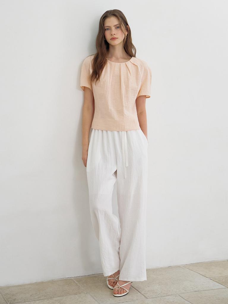 MOMET Franc String Wide Linen Pants Ivory