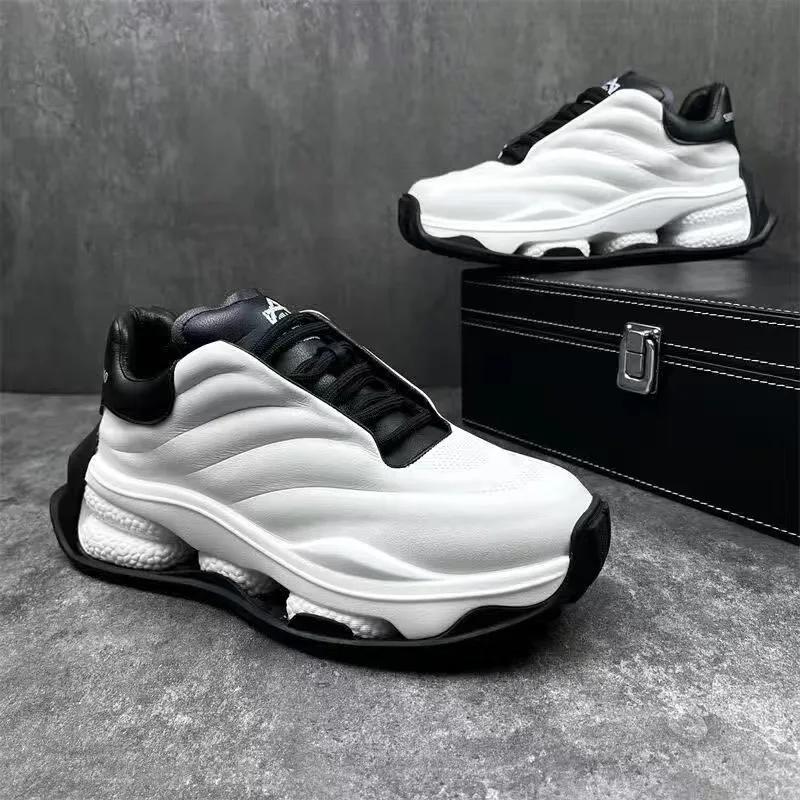 

Модные массивные кроссовки для мужчин, обувь с закрытым дном, модные повседневные туфли из микрофибры и кожи с дышащей подошвой и увеличенной внутренней частью на плоской платформе 44