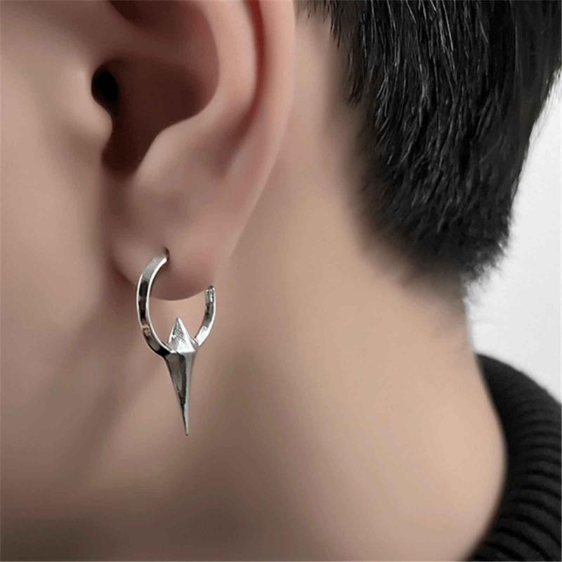 Punk Rock Men Women Taper Spikes Rivet Huggie Hoop Earrings Gold Silver Color Small Geometry Ear Hoop Jewelry Accessory