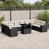 VidaXL Garden Lounge Set 11 Pcs with Cushions Black Wicker 3269406