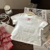 Korean Style 2025 Summer Girls' Bow T-shirt & Plaid Skirt Set