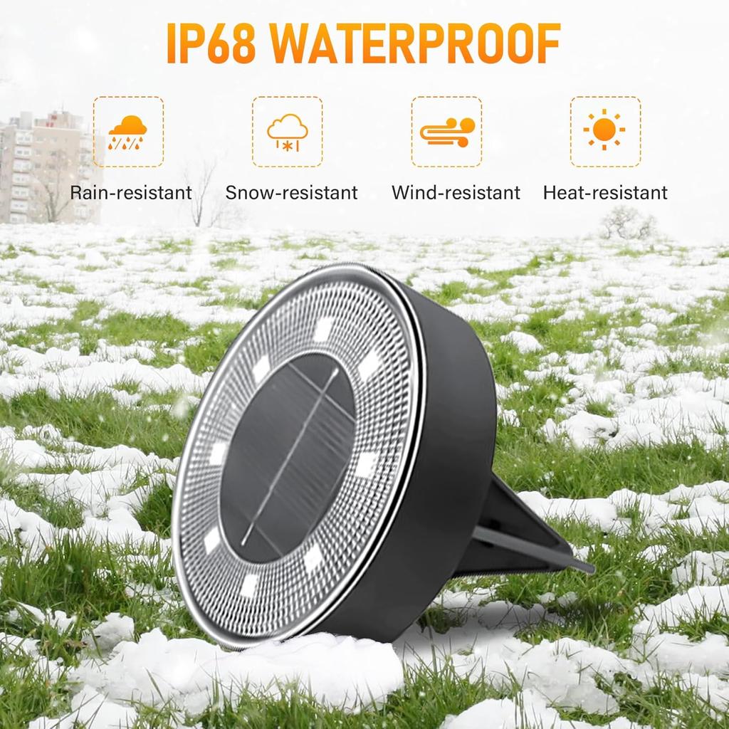 8 LED Bright Solar Ground Lights, 2024 IP68 Waterproof Garden Upgrade Outdoor Light LED Landscape Lighting for Patio Pathway Yard, Paths, Decks,