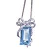 European & American Style Sapphire Bow Pendant Necklace - Versatile Clavicle Chain, Fresh Sweet Cool Korean Style for Women