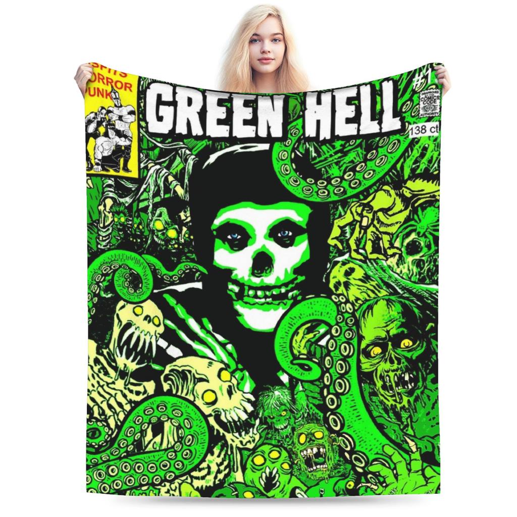 Misfits Green Hell Blankets Fleece Decoration Multi-function Super Warm Throw Blanket for Sofa Bedroom Bedspreads