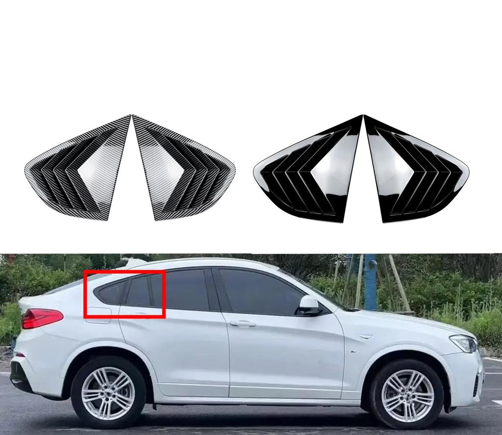 Fit For BMW X4 F26 2014-2018 Rear Window Side Louver Shutter Trim Cover Carbon Fiber Look/Gloss Black Tail Windshield Blind