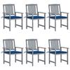 Exclusive House - Garden Chairs and Cushions Set of 6 Solid Acacia Wood Grey