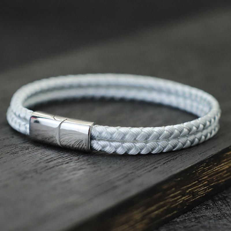 

Noter Men Rope Bracelet Unfading Stainless Steel Magentic Braclet Camping Male Accessories Pulsera Tela Best Gift For Boyfriend 17.5cm(6.9inch) серебряный серый