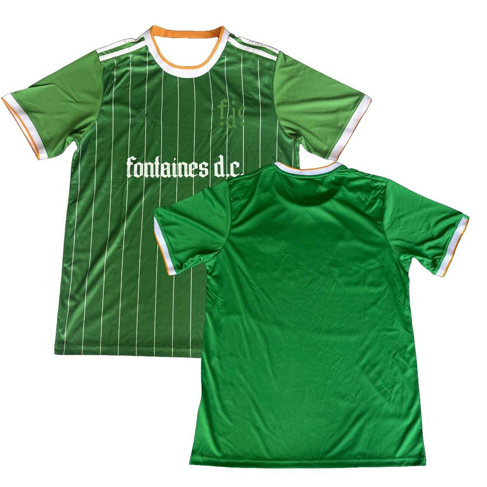 Fontaines D.C. Band Soccer Jersey Green Celtic Short Sleeve Football Shirt Unisex 3D Full Print Top Fan Quick Dry Y2k Sportswear