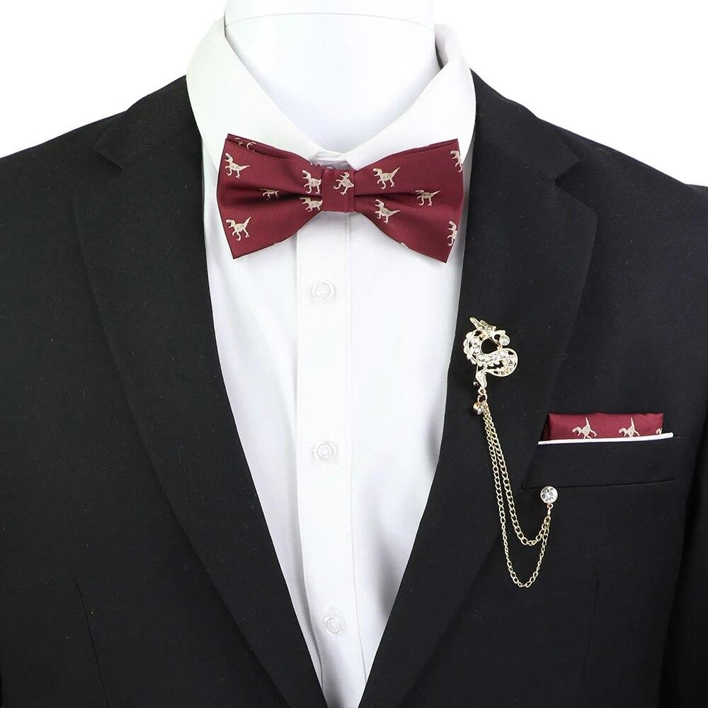 Набір краваток-метеликів, візерунок із зображенням черепа-дракона, чоловіки, платок із метеликами, брошка з китицями, весілля, вечірка на Хелловін,