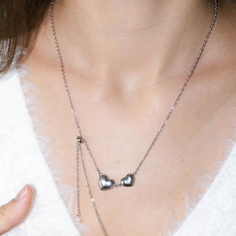pearlymore two heart pendant magnet drop necklace