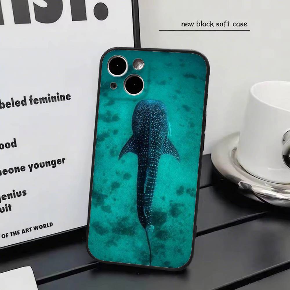 

Ocean Whale Shark Swimming For iPhone 13,17,11,12,16,14,15,Plus,Pro Max Soft Silicone Black Phone Case iphone 17 Air