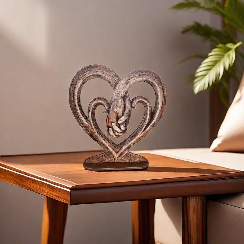 Heart Hands Ornament Wooden Flat Love Hands Desktop Ornament Heart Hand Aesthetic Decoration Home Desk Decoration