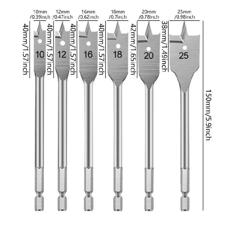 6Pcs Wood Plate Opener Electric Hand Drill Hexagonal Shank Carpenters Bit Woodworking Drill Bit for Screwdriver