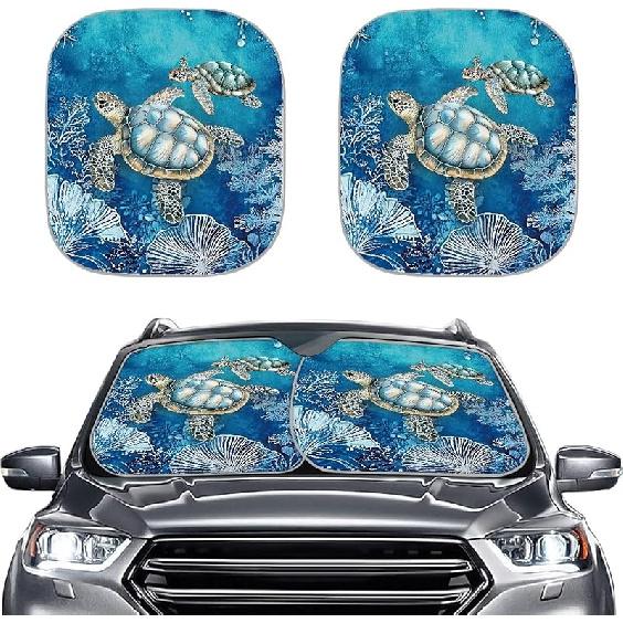 KEIAHUAN Customized Auto Front Window Visor Sun Shade Universal Windshield Sunshade for Car Truck SUV 2-Piece