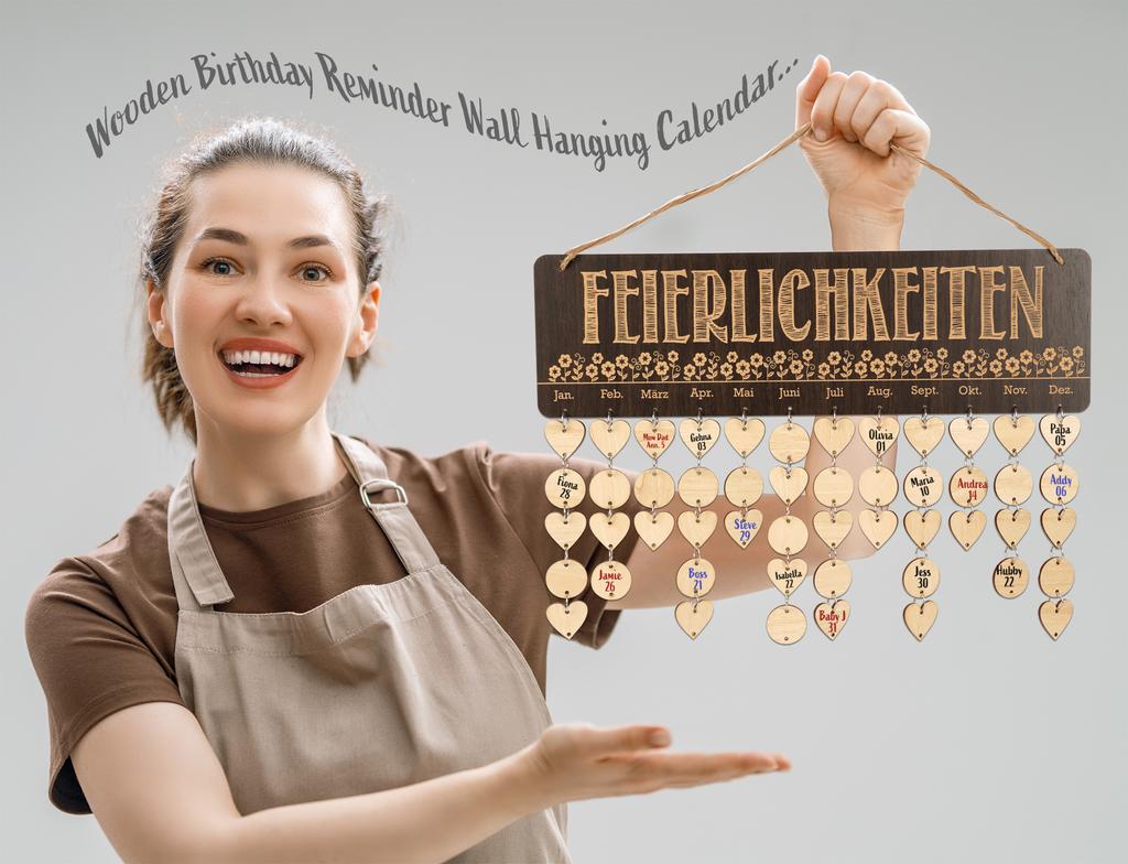 Inkdotpot Wooden Birthday Calendars With Hanging Date Diy Birthday Tracker Plaque Wall Hanging, Farmhouse Décor