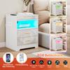 Charging Storage Drawers Bedside Nightstand Activated LED USB Type C Living Room and Bedroom Storage Dressers for Bedroom