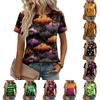 Women's Loose Fit Casual Halloween Print T-Shirt Short Sleeve Crew Neck Comfortable Top for Daily Wear and Seasonal Outfits