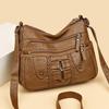 Korejská dámská crossbody taška přes rameno z prané kůže s velkou kapacitou - Nová móda, Vícevrstvá, Jednoduchý design pro maminky