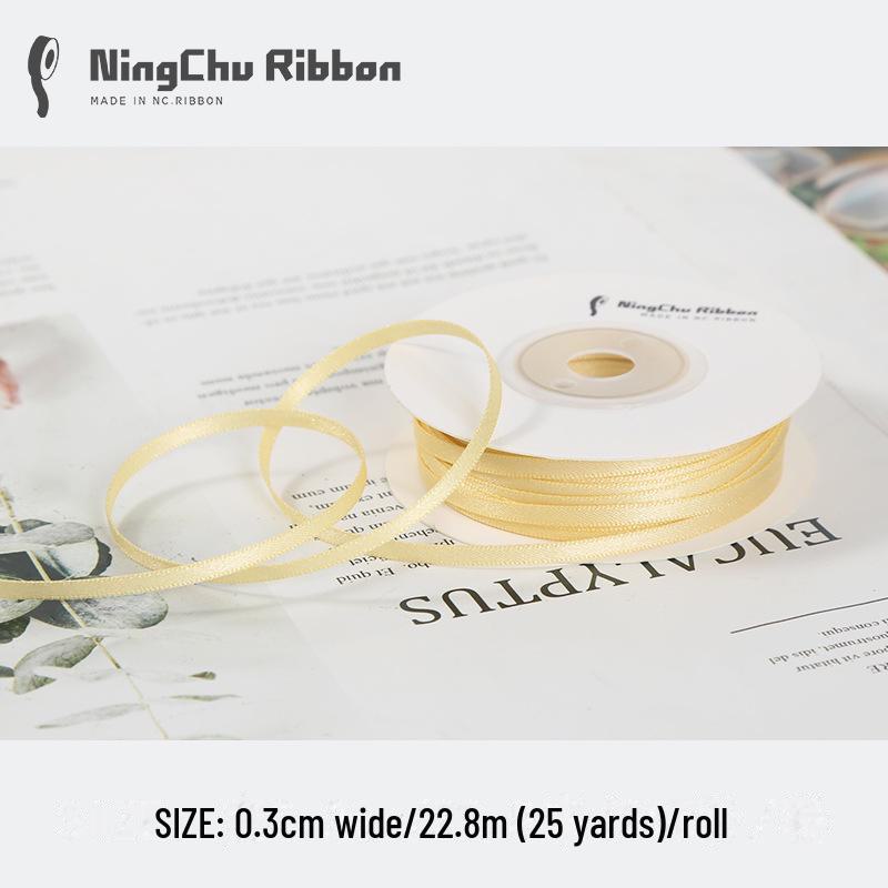3mm Double-Sided Satin Silk Ribbon for DIY Gifts, Bows, Bouquets, and Baking Packaging
