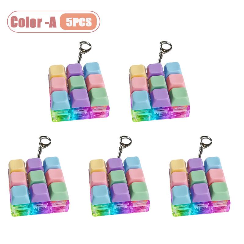 Mechanical Keyboard Switch Tester Keychain Fidget with LED Light DIY Keycap Stress Relief Clicker for Office Desk Anxiety Gift